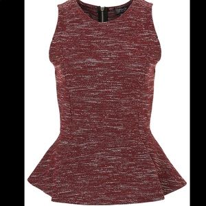 Topshop Maroon Peplum Tank Top